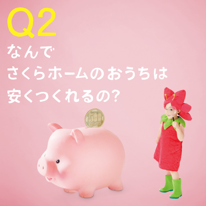 Q2. なんでさくらホームのおうちは安くつくれるの？