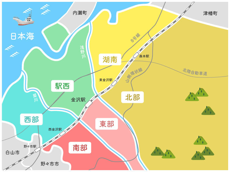 金沢市の区分けマップ