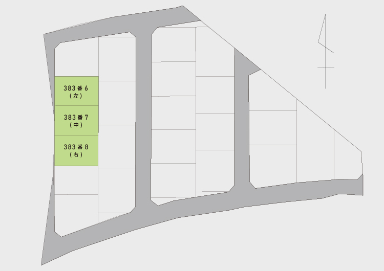 富山市五艘字川中割383番6,7,8の区画図